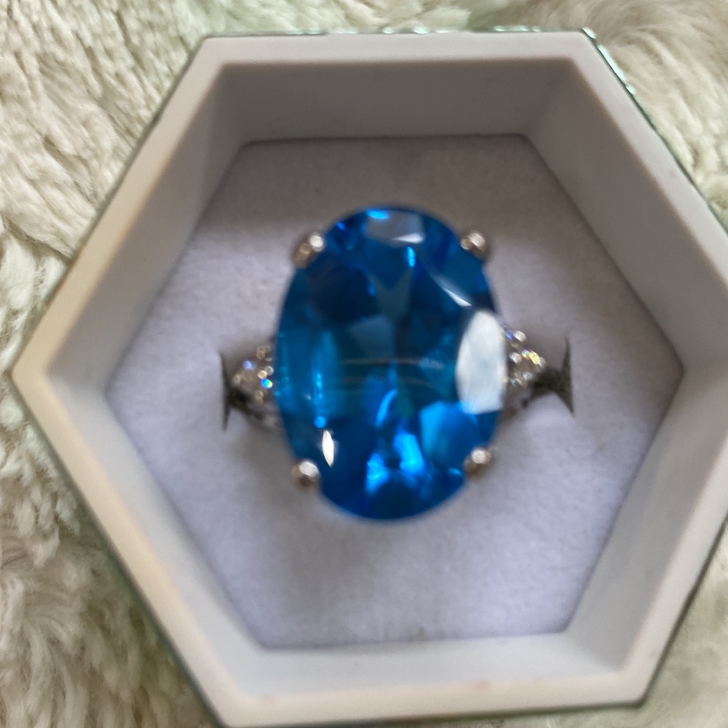 White Gold And Diamond Topaz Ring